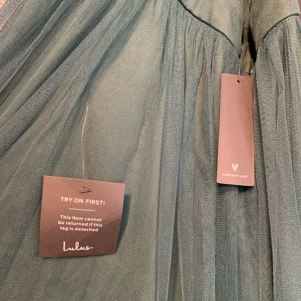 NWT Lulus Green Tulle Maxi Dress - Picture 6 of 6
